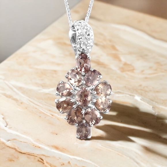 NWT NARSIPATNAM ALEXANDRITE PENDANT NECKLACE IN PLATINUM OVER STERLING SILVER